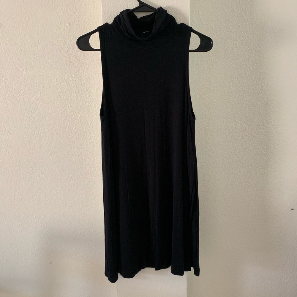 Black turtleneck babydoll dress